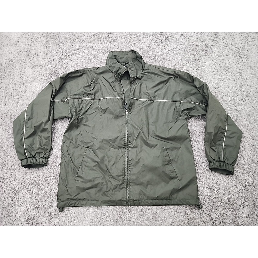 i5 Windbreaker Jacket Mens XL Olive Green Full Zip 90s Retro Outdoor